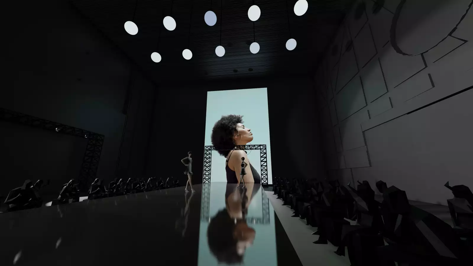 A virtual render of a fashion show at Factory International